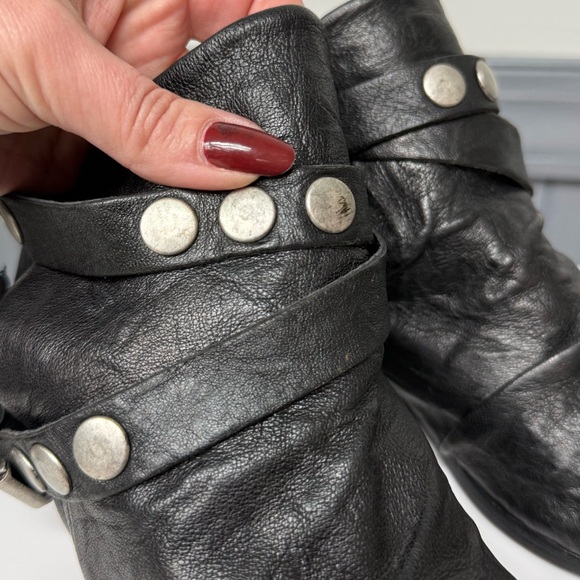 S.P. Unusual Shoes Black Leather Ankle Boots Studded Wrap Strap EU 39/US 8 - Picture 11 of 14